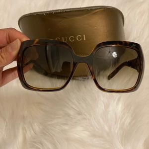 Gucci Tortoise Shell Bamboo Double G Sunglasses